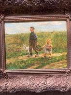 Klassiek Schilderij: Kinderen met Geitje, Antiek en Kunst, Ophalen of Verzenden