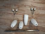 Hanglamp met 4 glazen kelken - 120cm rails, Ophalen, Gebruikt, Glas, Minder dan 50 cm