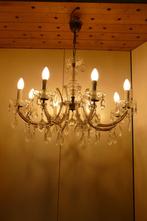 Acht- armige kroonluchter met mooie glaselementen, Ophalen, Gebruikt, Romantisch, Glas
