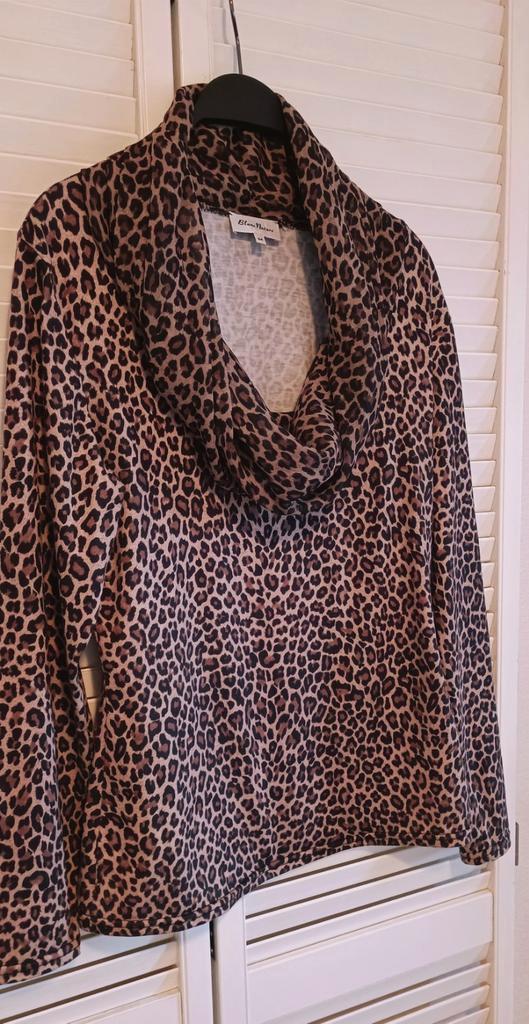 Blanc Nature Panterprint Blouse Maat 38/40, Kleding | Dames, T-shirts, Zo goed als nieuw, Maat 38/40 (M), Bruin, Lange mouw, Ophalen of Verzenden