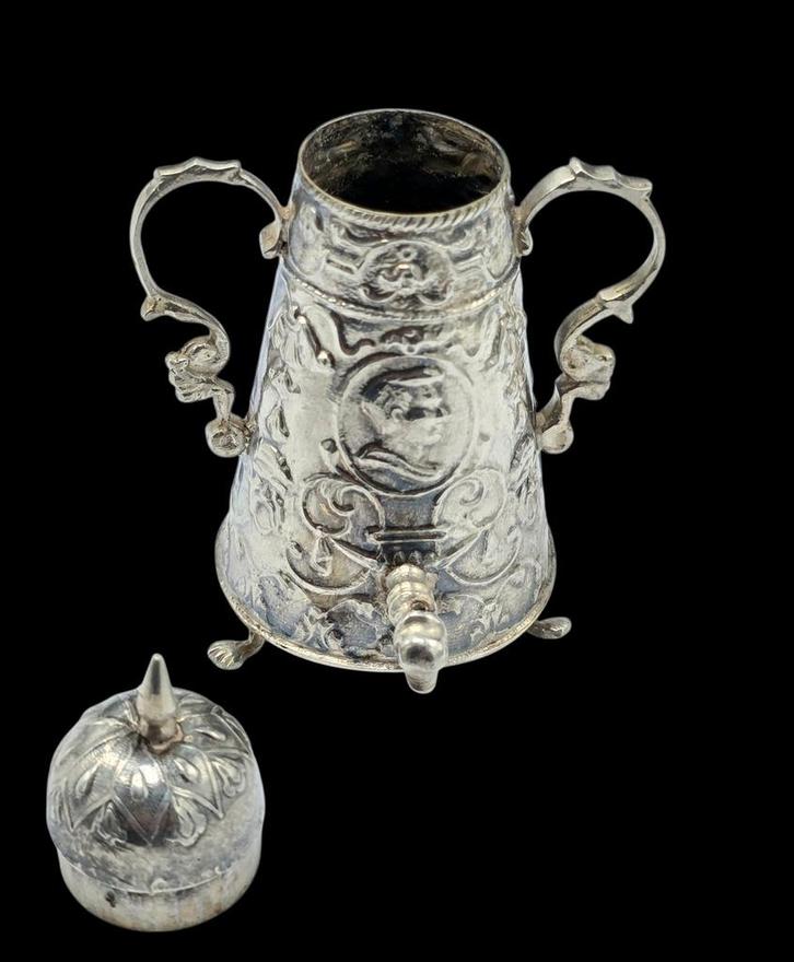 Antiek Zilveren miniatuur koffiekan, Antiek en Kunst, Antiek | Goud en Zilver, Verzenden