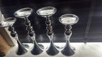 Metalen kandelaars met een zilveren afwerking, Huis en Inrichting, Ophalen of Verzenden, Zo goed als nieuw