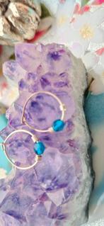 Zilveren oor ringetjes blauw steentje inboedel edelsmid, Ophalen of Verzenden, Nieuw, Blauw, Oorbellen