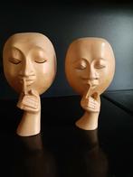 2 staande houten maskers, Ophalen of Verzenden