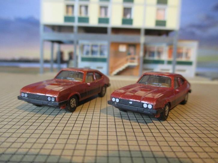Ford Capri Mk.3 S Herpa metallic-rood + extra blanke laklaag, Hobby en Vrije tijd, Modelauto's | 1:87, Zo goed als nieuw, Auto