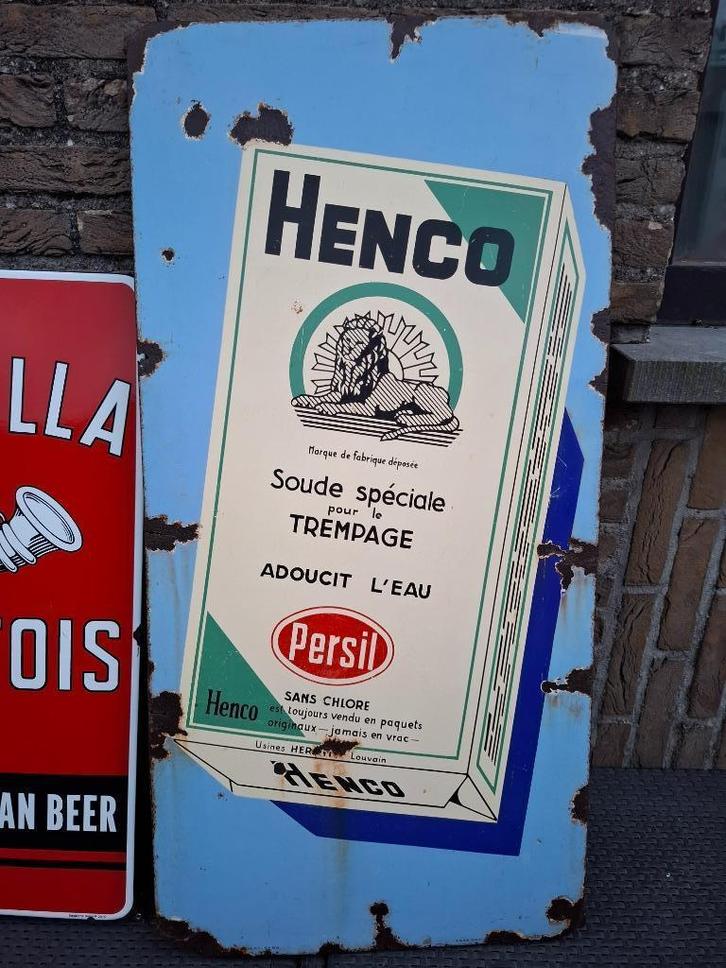 Oud emaillebord Henco Persil (Emaillerie Belge), Verzamelen, Merken en Reclamevoorwerpen, Zo goed als nieuw, Reclamebord, Ophalen of Verzenden