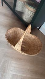Mooie grote mand met handvat plukmand, Ophalen of Verzenden, Zo goed als nieuw, Rond, Riet