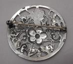 Zilveren grote vintage broche met bloemen nr.1216, 4 tot 7 cm, Verzenden, Zo goed als nieuw, Zilver