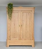 Grote antieke grenen meidenkast vintage linnenkast kast, Ophalen of Verzenden