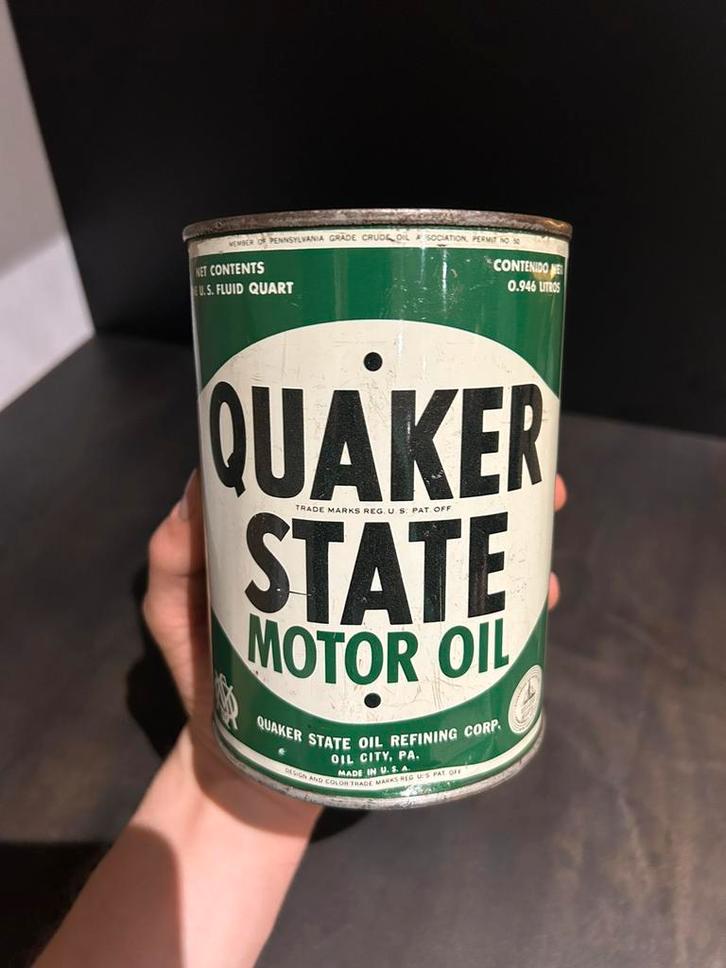 Olieblik olie blik Quaker state oil can usa vintage mancave, Verzamelen, Blikken, Zo goed als nieuw, Overige, Ophalen of Verzenden
