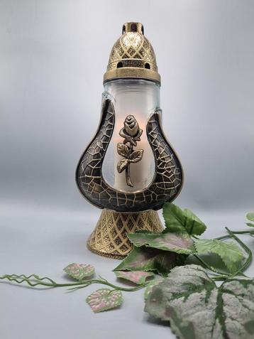 Herdenkingslicht Glas Roos - 30 uur kaars beschikbaar voor biedingen