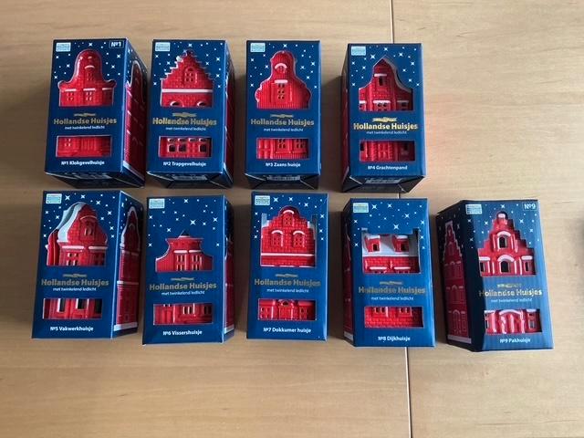 Complete serie postcodeloterij Hollandse Huisjes nr. 1 t/m 9, Diversen, Kerst, Nieuw, Ophalen of Verzenden