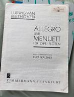 Beethoven - Allegro & Menuett voor 2 Fluiten, Gebruikt, Klassiek, Dwarsfluit of Piccolo, Ophalen of Verzenden