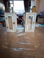 Windlicht 40 cm  met grote kaarsen 2 stuks, Antiek en Kunst, Ophalen of Verzenden