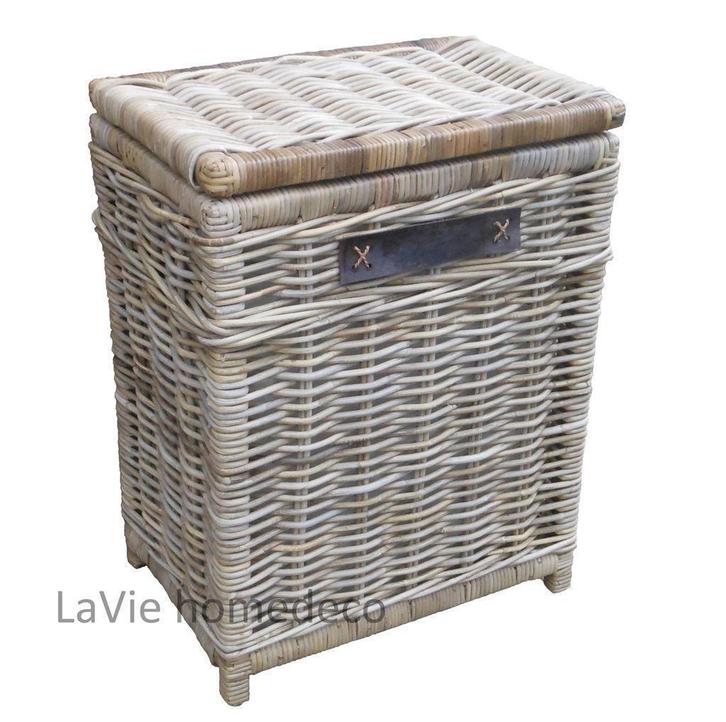 Wasmand van riet met deksel, gratis verzending, Huis en Inrichting, Woonaccessoires | Schalen en Manden, Nieuw, Rond, Riet, Ophalen of Verzenden