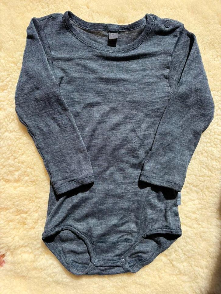 Dilling romper lange mouw merinowol-zijde blauwmelange 86, Kinderen en Baby's, Babykleding | Maat 86, Zo goed als nieuw, Jongetje of Meisje