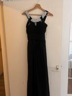 Zwarte galajurk met zilveren steentjes - Maat S, Kleding | Dames, Jurken, Zwart, Ophalen of Verzenden, Maat 36 (S), Gedragen