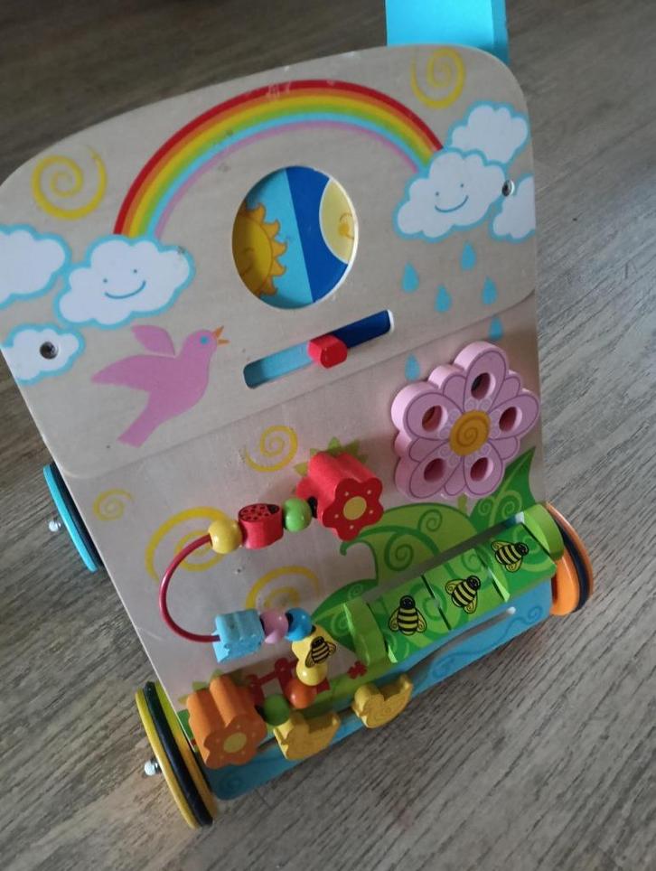 T.K. houten LOOPWAGEN / BABY WALKER. i.g.st., Kinderen en Baby's, Speelgoed | Houten speelgoed, Zo goed als nieuw, Duw- of Trekspeelgoed