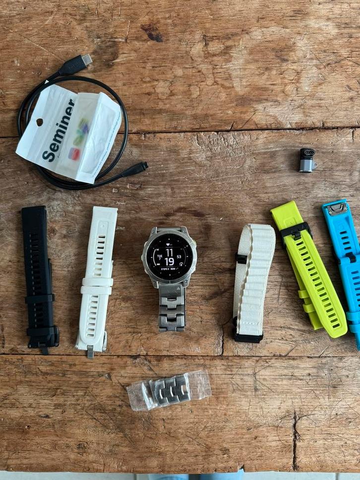 Garmin Epix Gen 2 Sapphire Titanium + titanium band, Sieraden, Tassen en Uiterlijk, Smartwatches, Zo goed als nieuw, Android, Zwart