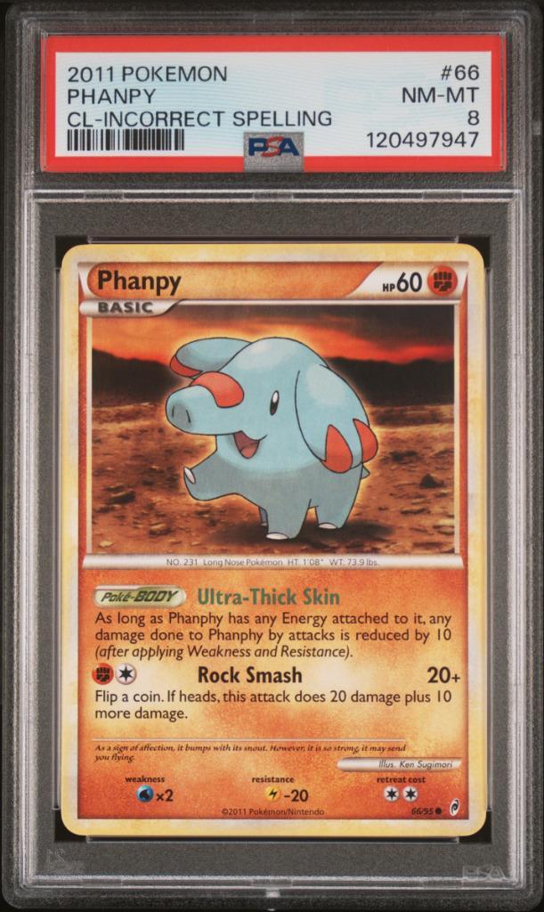 Pokemon Phanpy Call OF Legends ERROR TEXT Misprint PSA 8, Hobby en Vrije tijd, Verzamelkaartspellen | Pokémon, Nieuw, Losse kaart