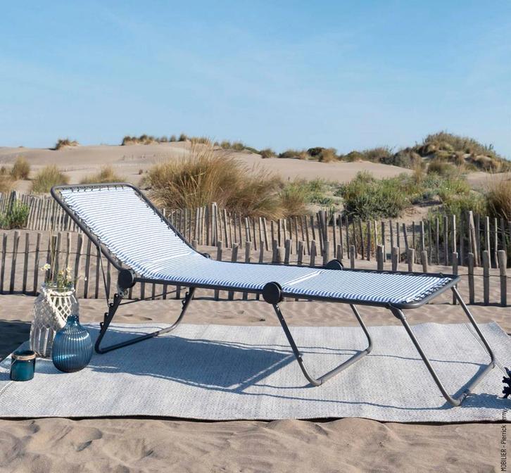 2x Lufuma ligbed Large - padded  – Bretonse streep -p.p.stuk, Tuin en Terras, Ligbedden, Ophalen of Verzenden