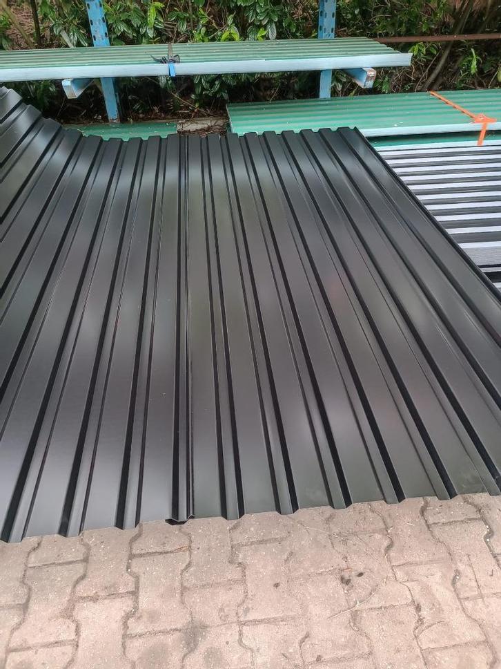 Nieuwe damwandplaten Zwart, Doe-het-zelf en Verbouw, Dakpannen en Dakbedekking, Nieuw, Dakplaat of Dakpanplaat, Metaal, Zwart