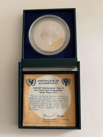 Zilveren 25 gulden Ned. Antillen 1979 UNICEF Proof beschikbaar voor biedingen