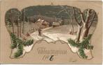 Antiek*1906*Goudopdruk*Landschap in fraai passe partout*Mooi, Ophalen of Verzenden, Voor 1920, Gelopen, Feest(dag)
