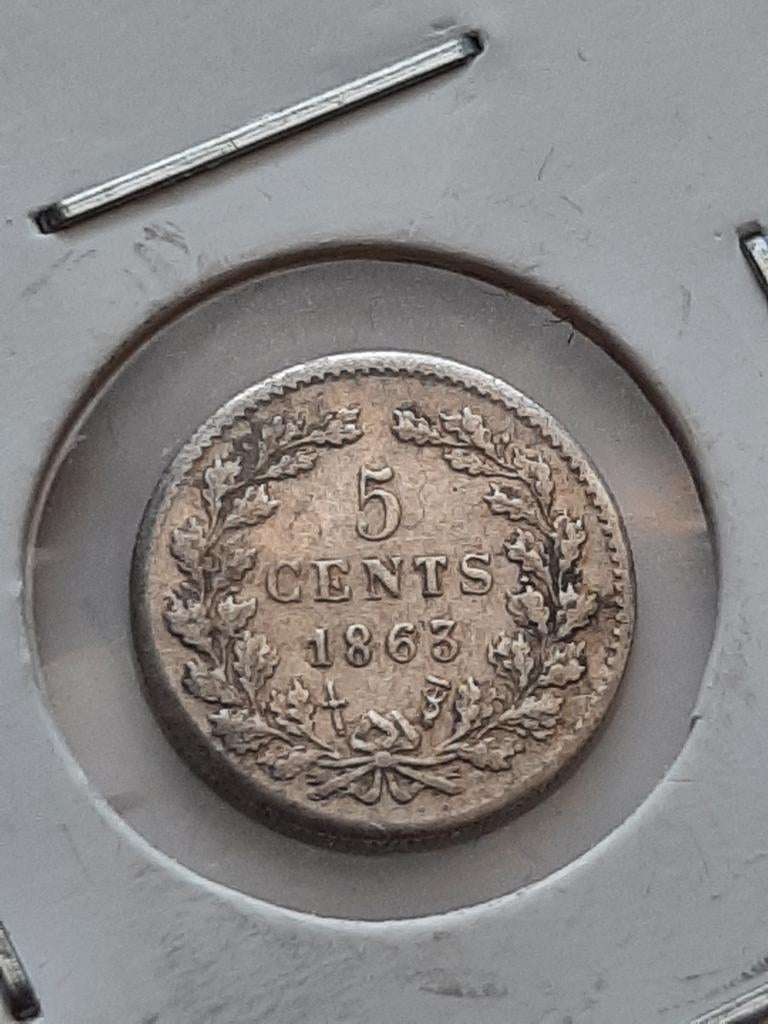 5 CENT 1863 WILLEM III  KM# 91, Postzegels en Munten, Munten | Nederland, Koning Willem III, Zilver, Ophalen of Verzenden, Losse munt