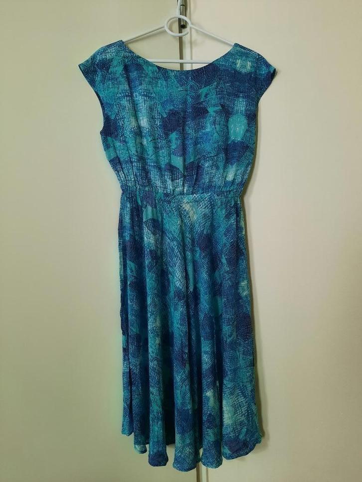 Zomerjurk duurzaam merk Komodo maat M, Kleding | Dames, Jurken, Zo goed als nieuw, Maat 38/40 (M), Blauw, Onder de knie, Ophalen of Verzenden