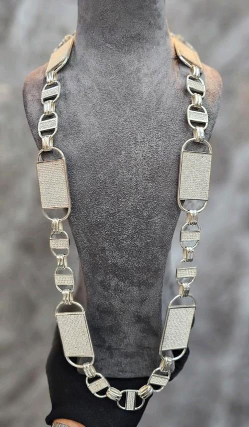 Uniek Magnum zilver 925 ketting 90cm, Sieraden, Tassen en Uiterlijk, Kettingen, Nieuw, Zilver, Zilver, Met kristal, Met strass