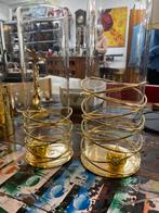 Glazen vazen met gouden details - set van 2, Overige kleuren, Schoonhoven, Olletiek, Minder dan 50 cm