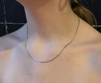 Gourmet schakel 14k wit goud dames collier fraai massief, Voordeelsieraden, Ophalen of Verzenden, Zo goed als nieuw, Met edelsteen