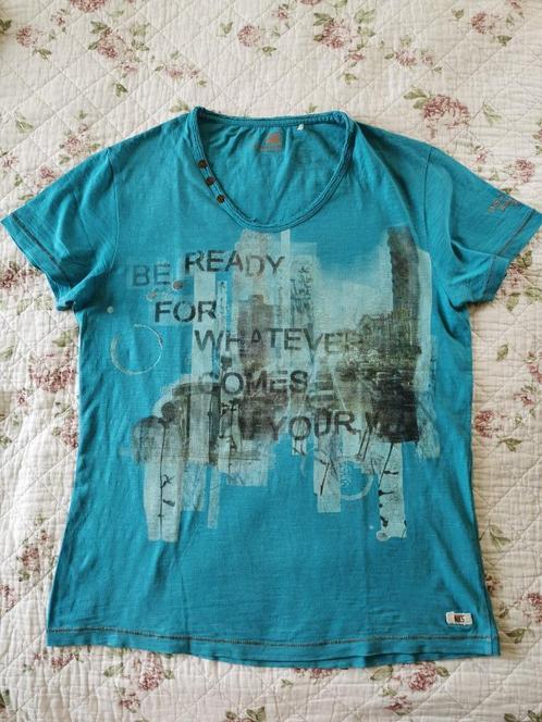 No Excess turquoise T-shirt met opdruk en korte mouwen., Kleding | Heren, T-shirts, Zo goed als nieuw, Maat 52/54 (L), Overige kleuren