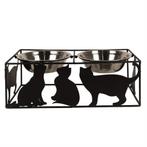 Clayre & Eef Voerbak Kat - 2x 500ml - Zwart - Ijzer Katten, Ophalen of Verzenden, Nieuw