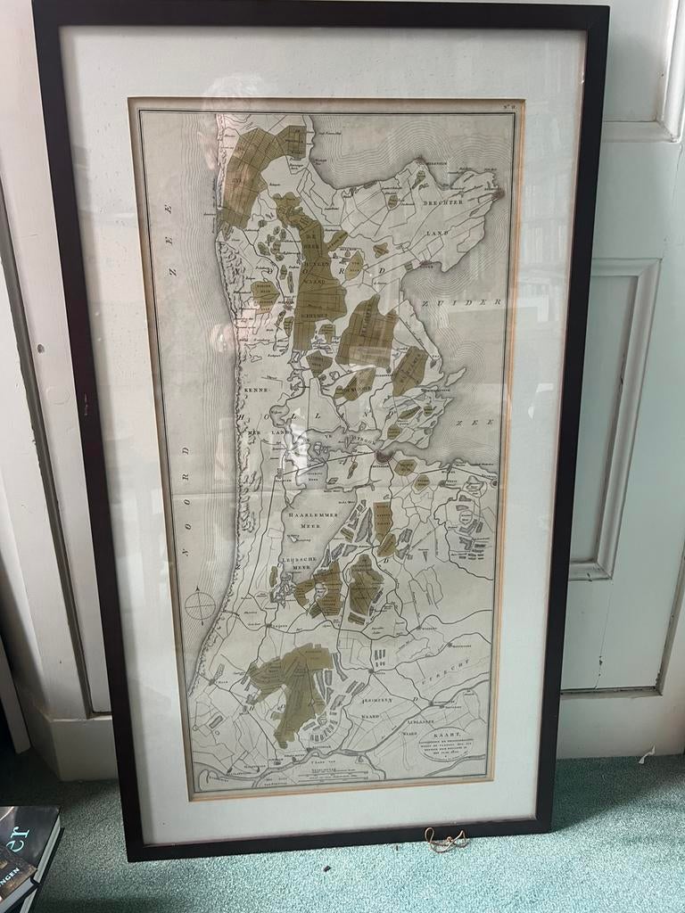 Historische kaart anno 1822 droogmakerijen, Antiek en Kunst, Kunst | Etsen en Gravures, Ophalen of Verzenden