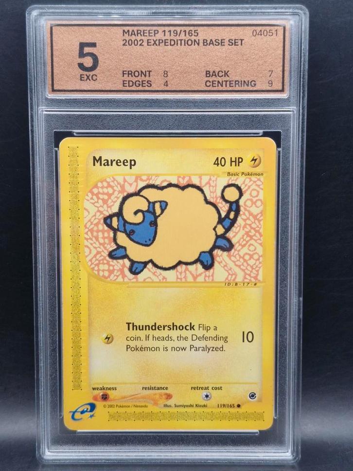 Mareep 2002 expansion base set #119 woetoe grading 5, Hobby en Vrije tijd, Verzamelkaartspellen | Pokémon, Zo goed als nieuw, Losse kaart