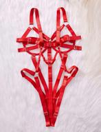 Verleidelijke rode teddy bodysuit, rugloos, sexy, Kerst, Kleding | Dames, Ondergoed en Lingerie, Ophalen of Verzenden, Rood, Body of Korset