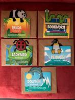 5 kinderboekenleggers o.a. panda worm pinguïn dolfijn, Ophalen of Verzenden, Nieuw, Dier