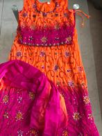 Bollywood Lehenga met Strass, Ophalen of Verzenden, Zo goed als nieuw, Maat 38/40 (M), Oranje