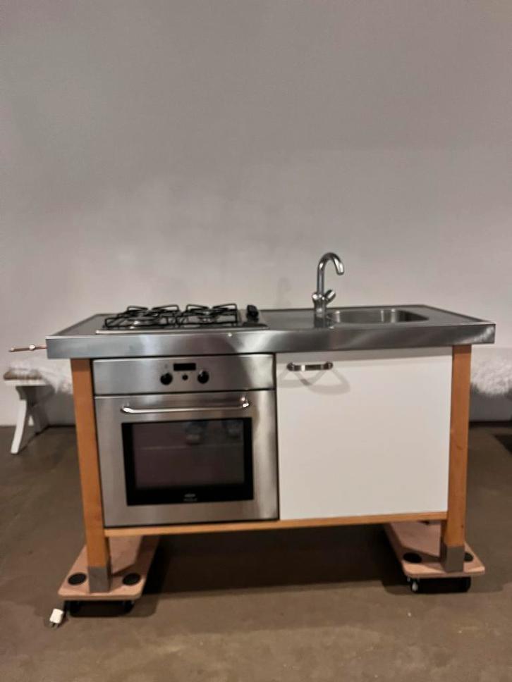 Los Keukenblok met Oven en Spoelbak, Huis en Inrichting, Keuken | Complete keukens, Gebruikt, Overige typen, Wit, Staal of Rvs