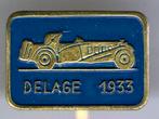 Delage 1933 blauw op koper auto speldje ( A_226 ), Ophalen of Verzenden, Zo goed als nieuw, Transport, Speldje of Pin