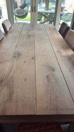 Massief eiken eettafel met 6 stoelen, Huis en Inrichting, Tafels | Eettafels, Ophalen, Gebruikt, 100 tot 150 cm, Rustiek