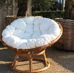 Rieten stoel wit kussen, Huis en Inrichting, Stoelen, Ophalen, Riet of Rotan, Wit, Zo goed als nieuw