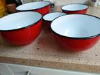 Emaille nest rode nieuwe schalen. 5 stuks., Ophalen of Verzenden