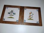 Vintage Tegeltjes met Bloemen in Houten Lijst, Ophalen of Verzenden