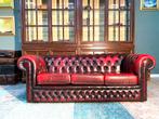 Chesterfield bank Oxblood rood GRATIS BEZORGD, Huis en Inrichting, 125 cm of meer, Leer, Ophalen of Verzenden, Zo goed als nieuw