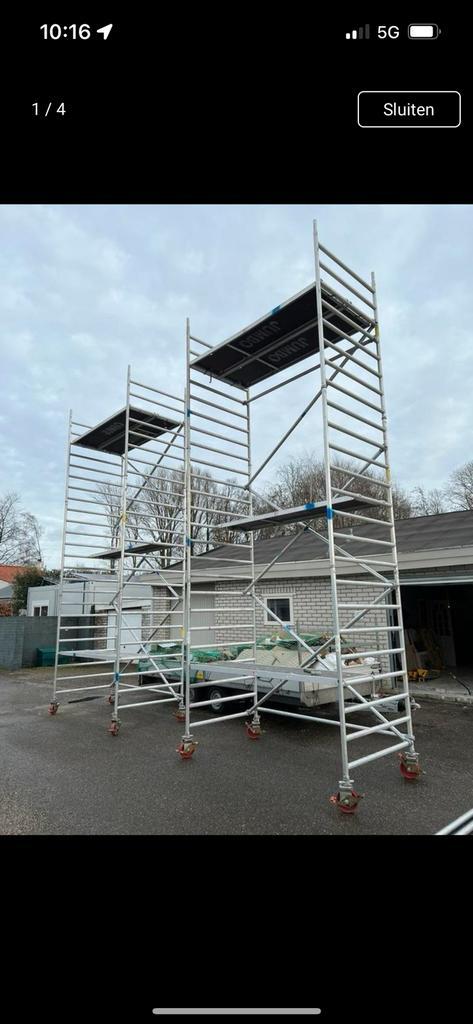 Rolsteiger + uitwijkconsole – topstaat, Doe-het-zelf en Verbouw, Steigers, Zo goed als nieuw, Rolsteiger of Kamersteiger, 5 meter of hoger
