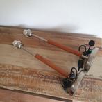 Tafellampen - Kastlampen - Design - Bedlampen - RVS & Teak., Gebruikt, Ophalen of Verzenden, Minder dan 50 cm, Metaal