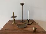 4 koperen kandelaars verschillende lengtes, Huis en Inrichting, Ophalen, Zo goed als nieuw